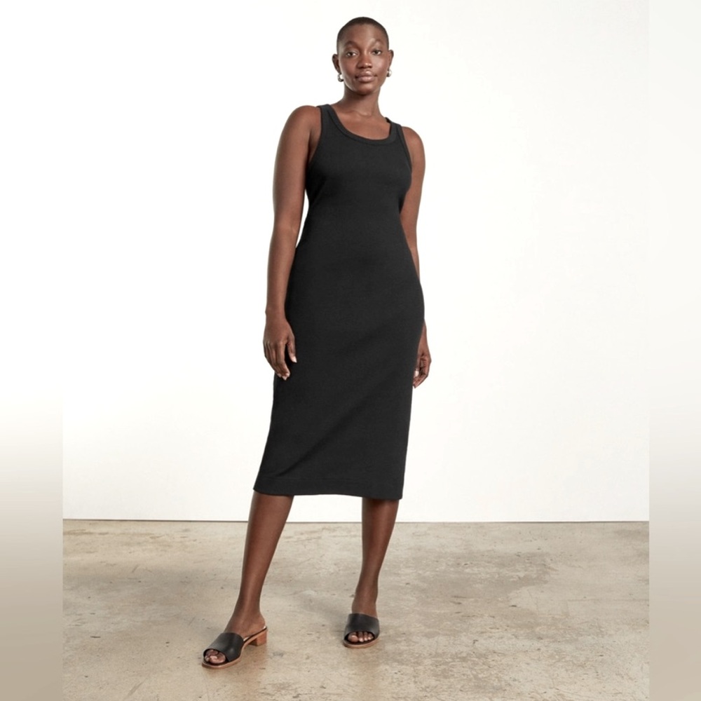 Everlane The ’90s Rib Tank Dress Black Organic Cotton